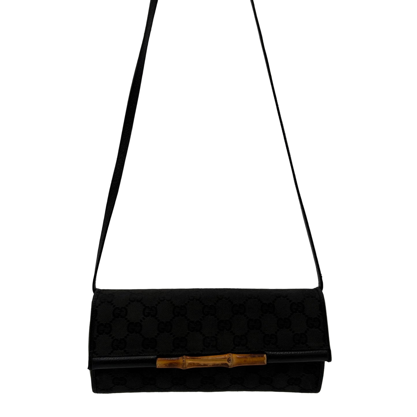 Gucci GG Canvas Lady Bamboo Clutch/Crossbody