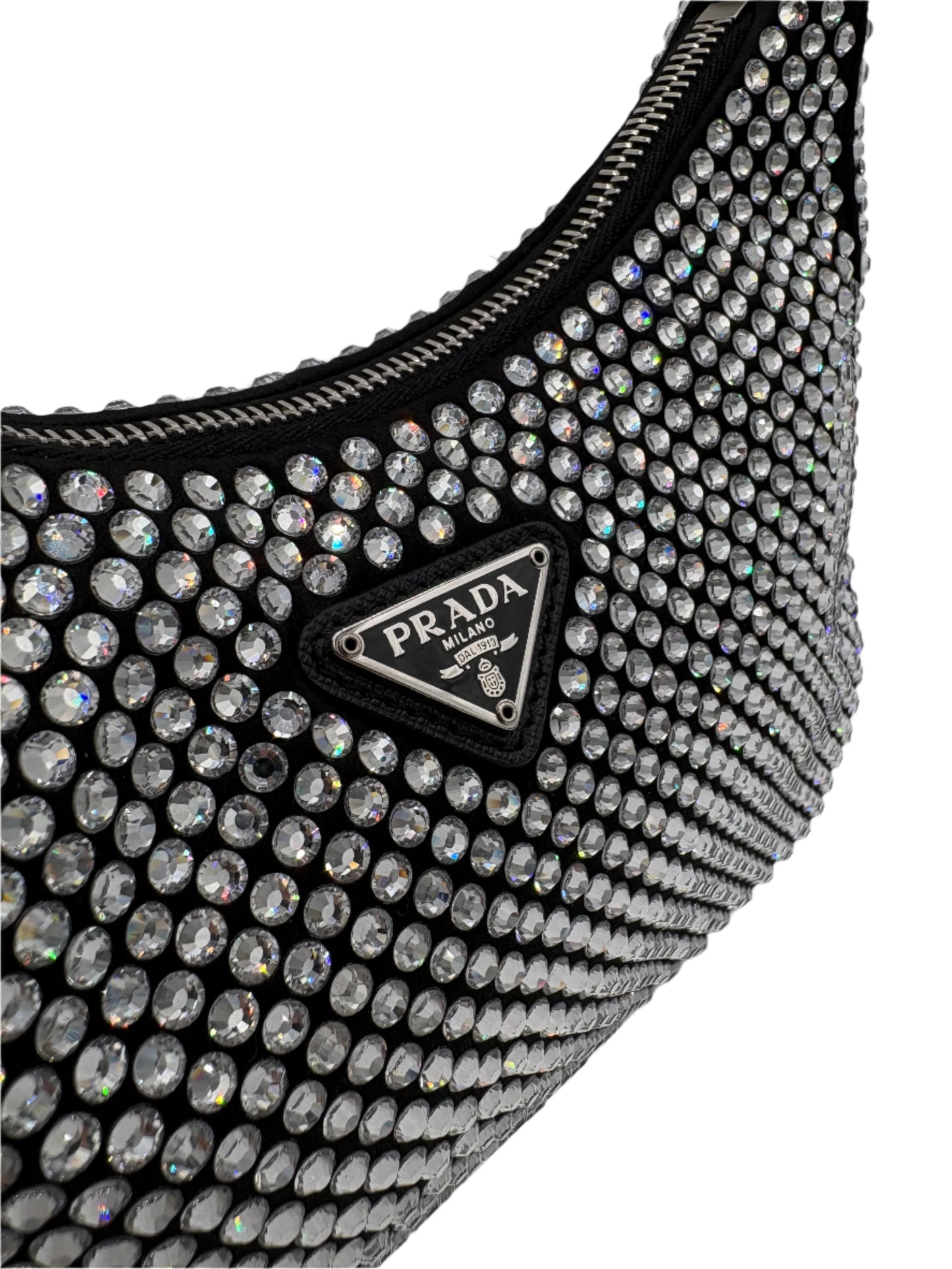 Prada Re-Edition 2005 Crystal Black Silk Crossbody
