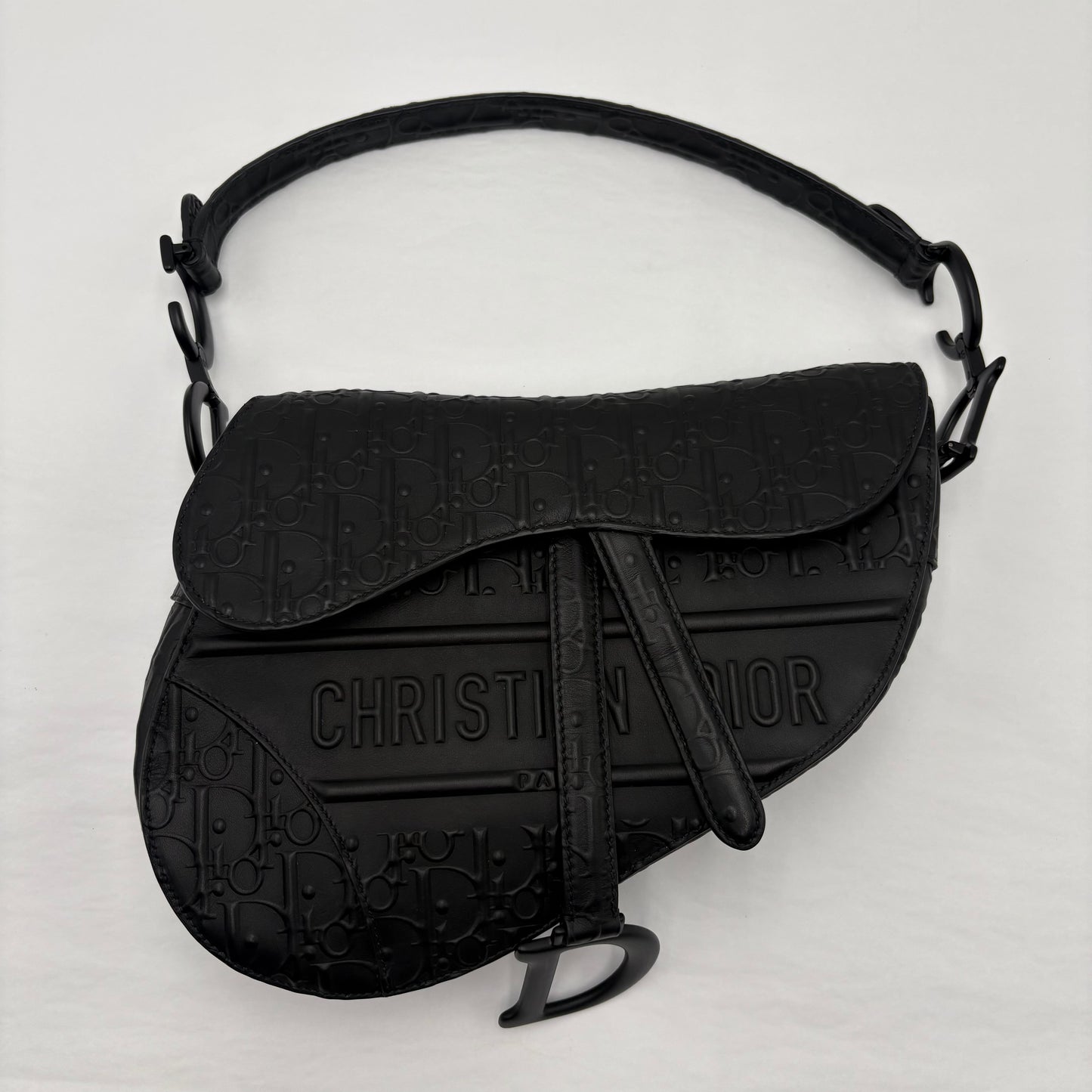 Christian Dior Oblique Embossed Saddle Black