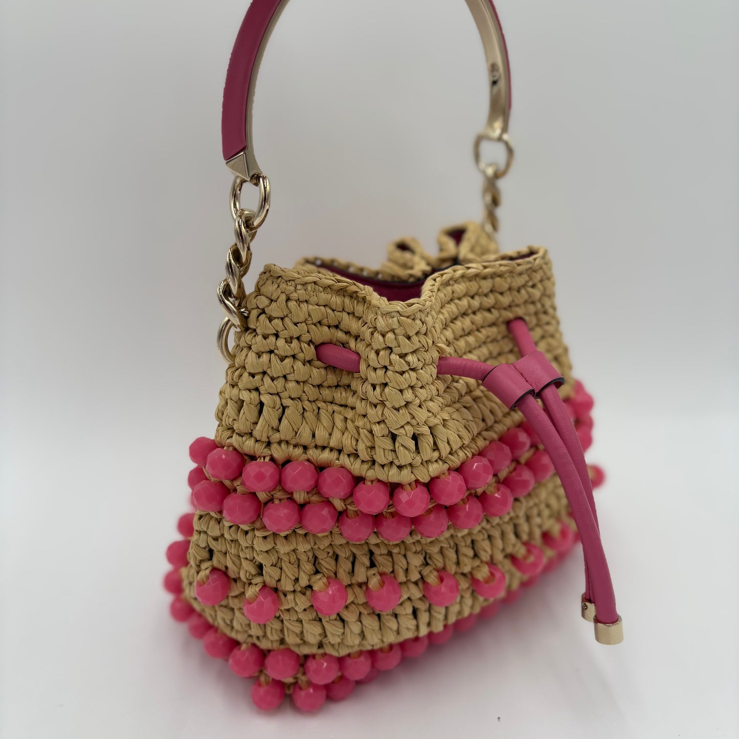 Jimmy Choo Raffia Bon Bon Bucket Bag