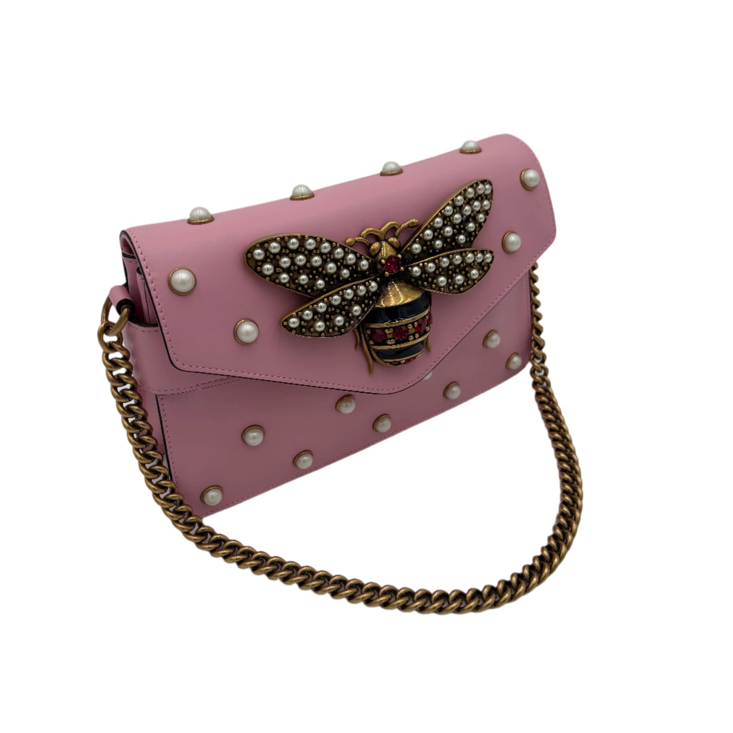 Gucci Pink Pearl Broadway Bee Bag