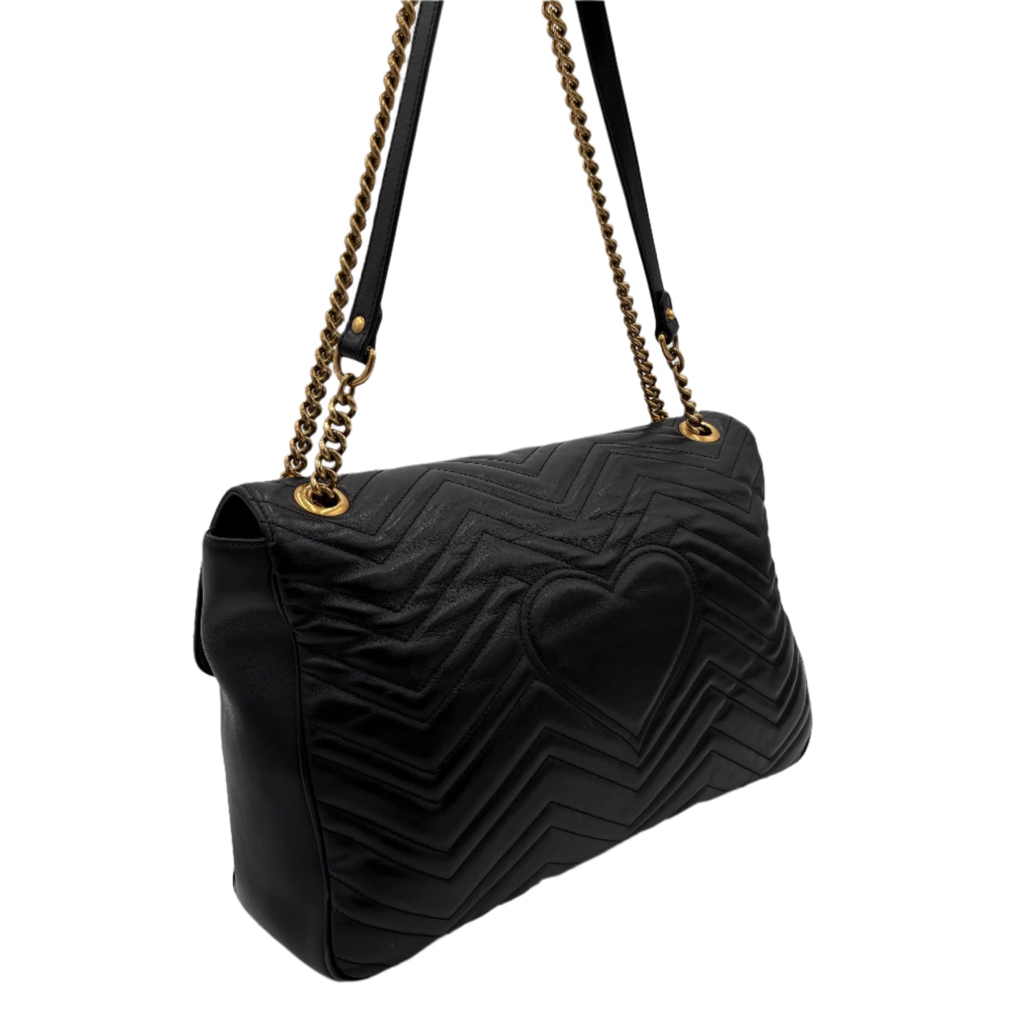 Gucci Maxi Marmont Leather Bag-Black : Maxi