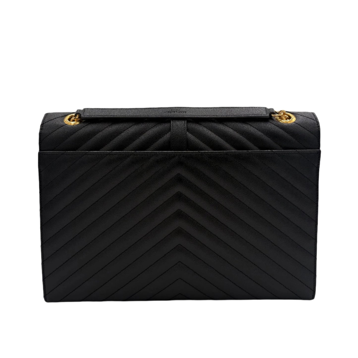 Saint Laurent Large Envelope Satchel Matelasse Chevron Leather: Black