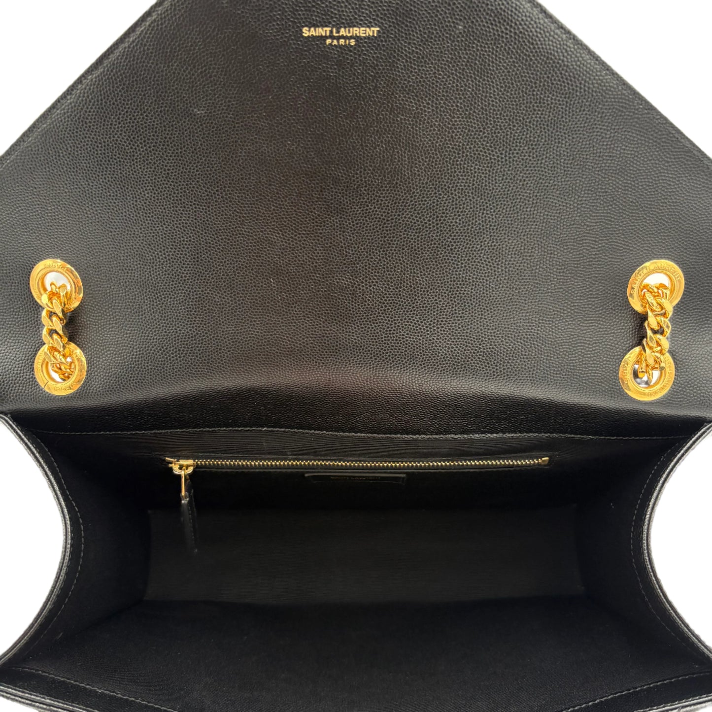 Saint Laurent Large Envelope Satchel Matelasse Chevron Leather: Black