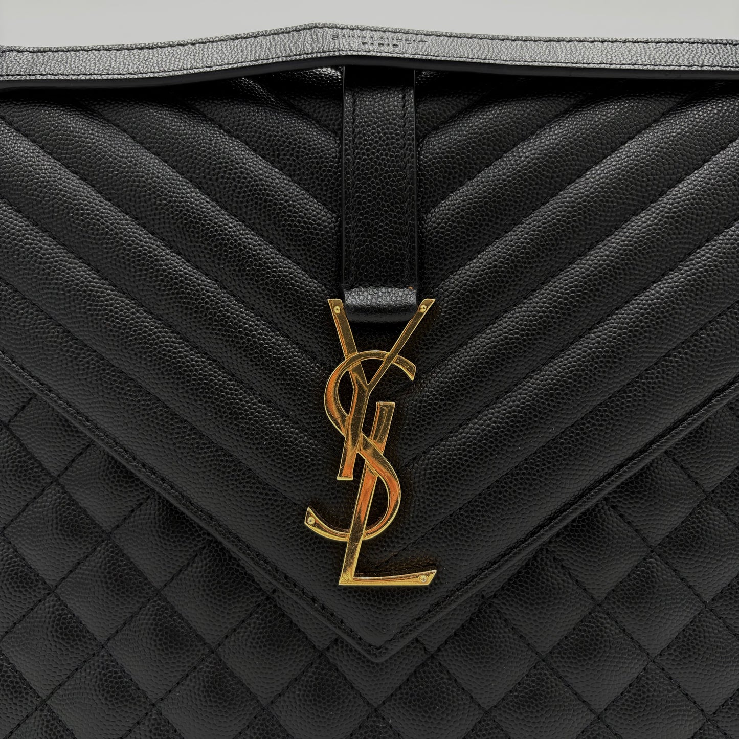Saint Laurent Envelope Triquilt Large Shoulder Bag in Grained Leather