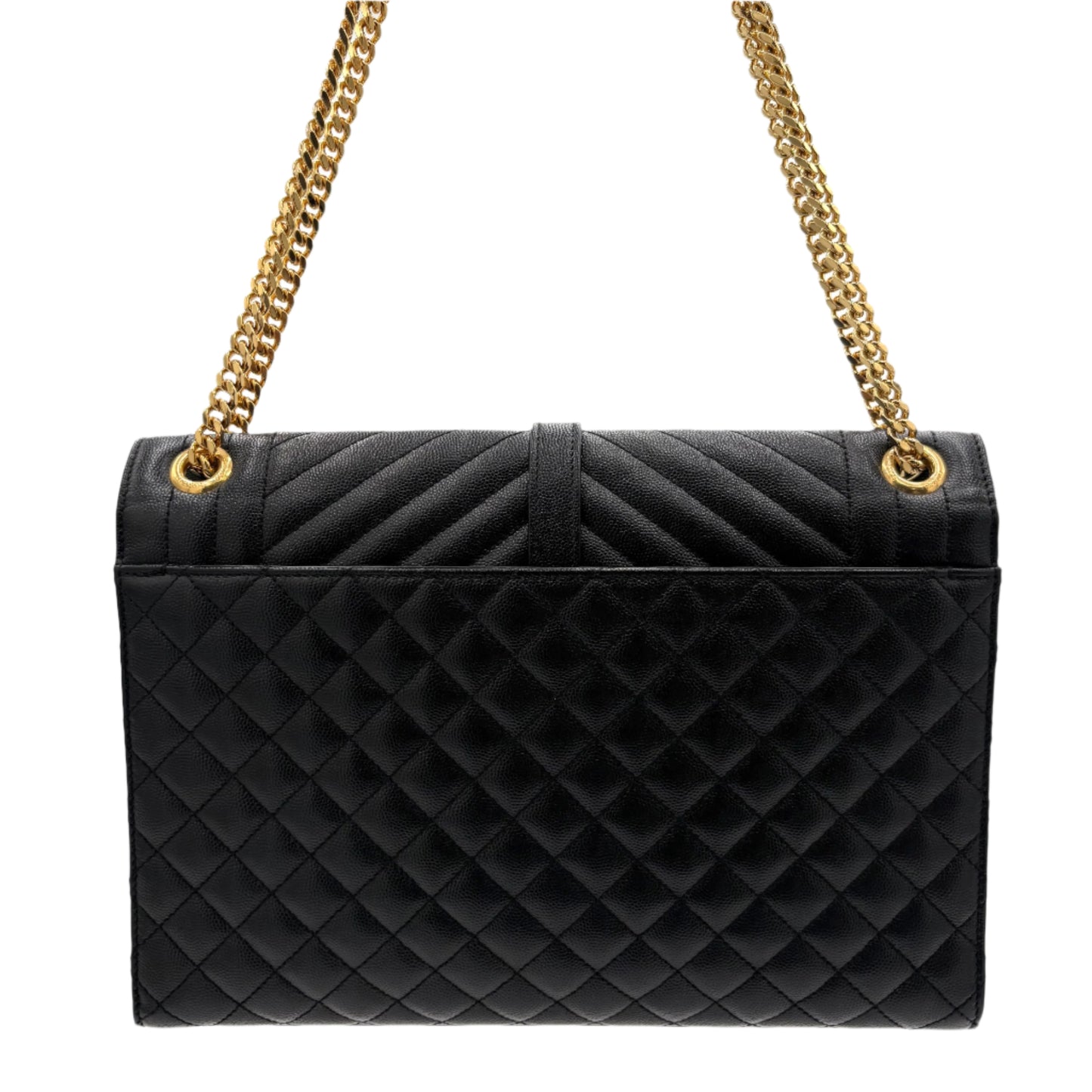 Saint Laurent Envelope Triquilt Large Shoulder Bag in Grained Leather