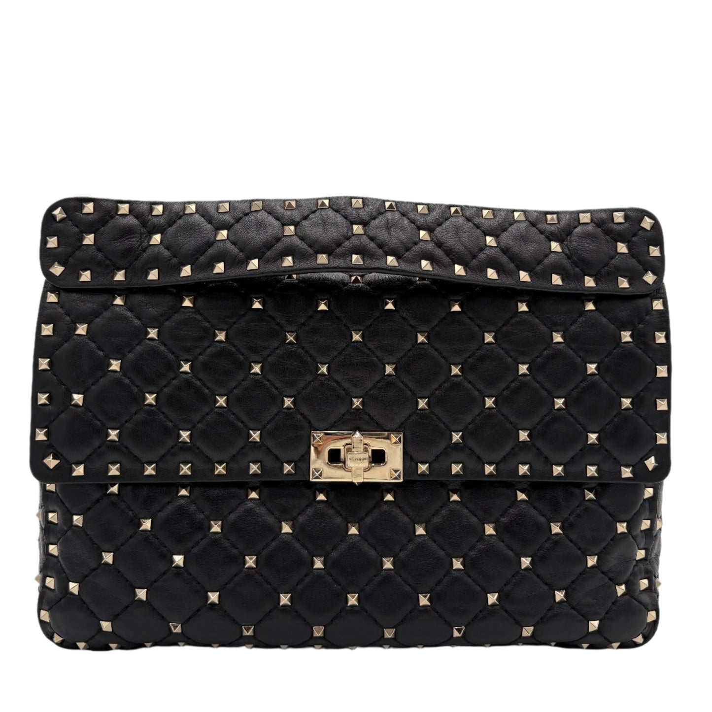Valentino Rockstud Spike Flap-Black Quilt : Large