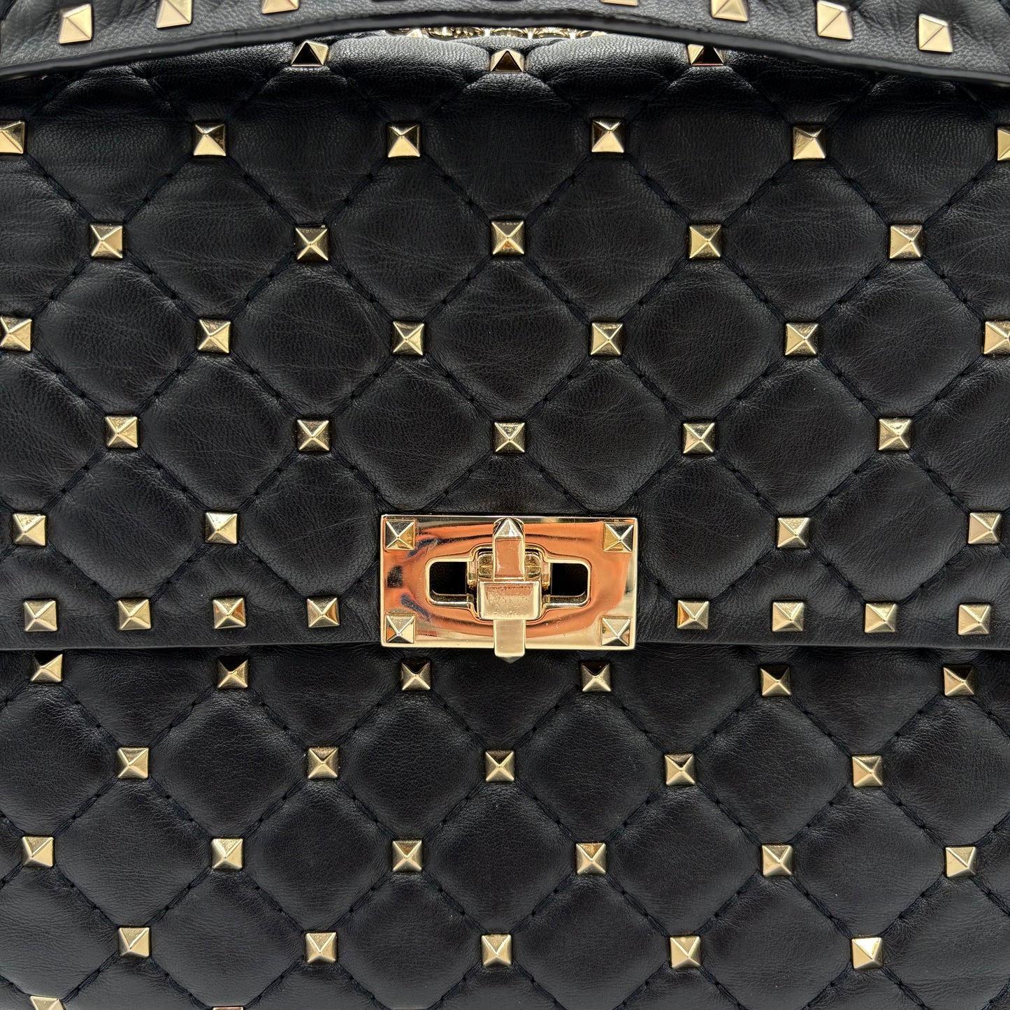 Valentino Rockstud Spike Flap-Black Quilt : Large