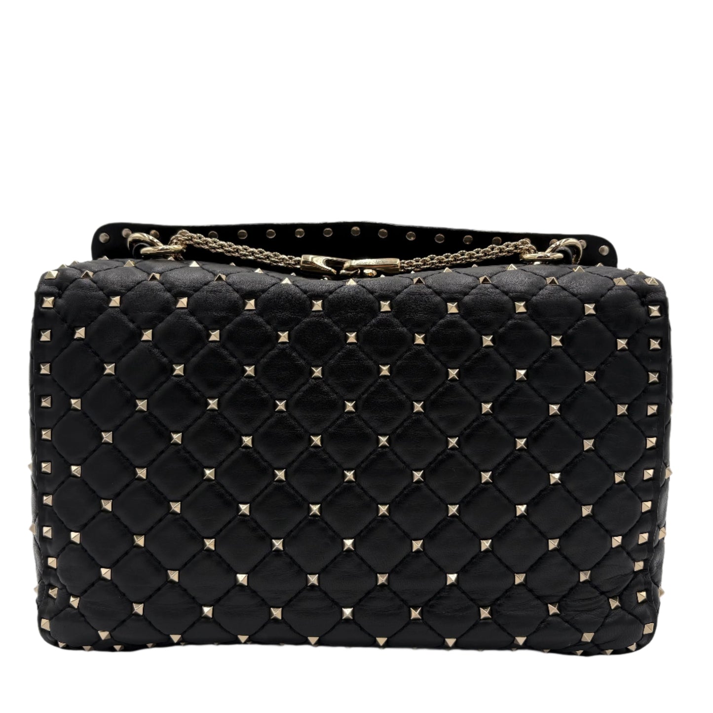 Valentino Rockstud Spike Flap-Black Quilt : Large
