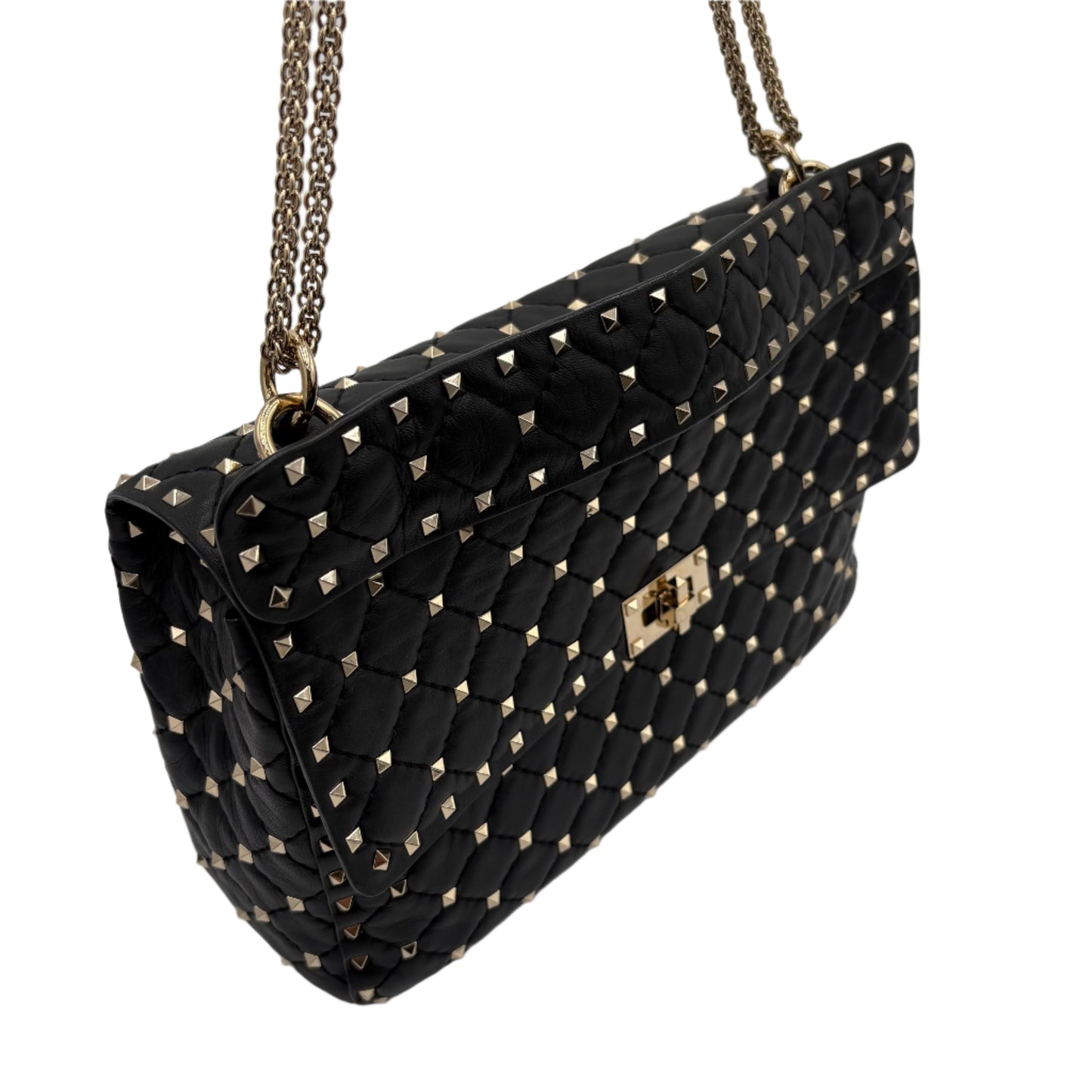 Valentino Rockstud Spike Flap-Black Quilt : Large