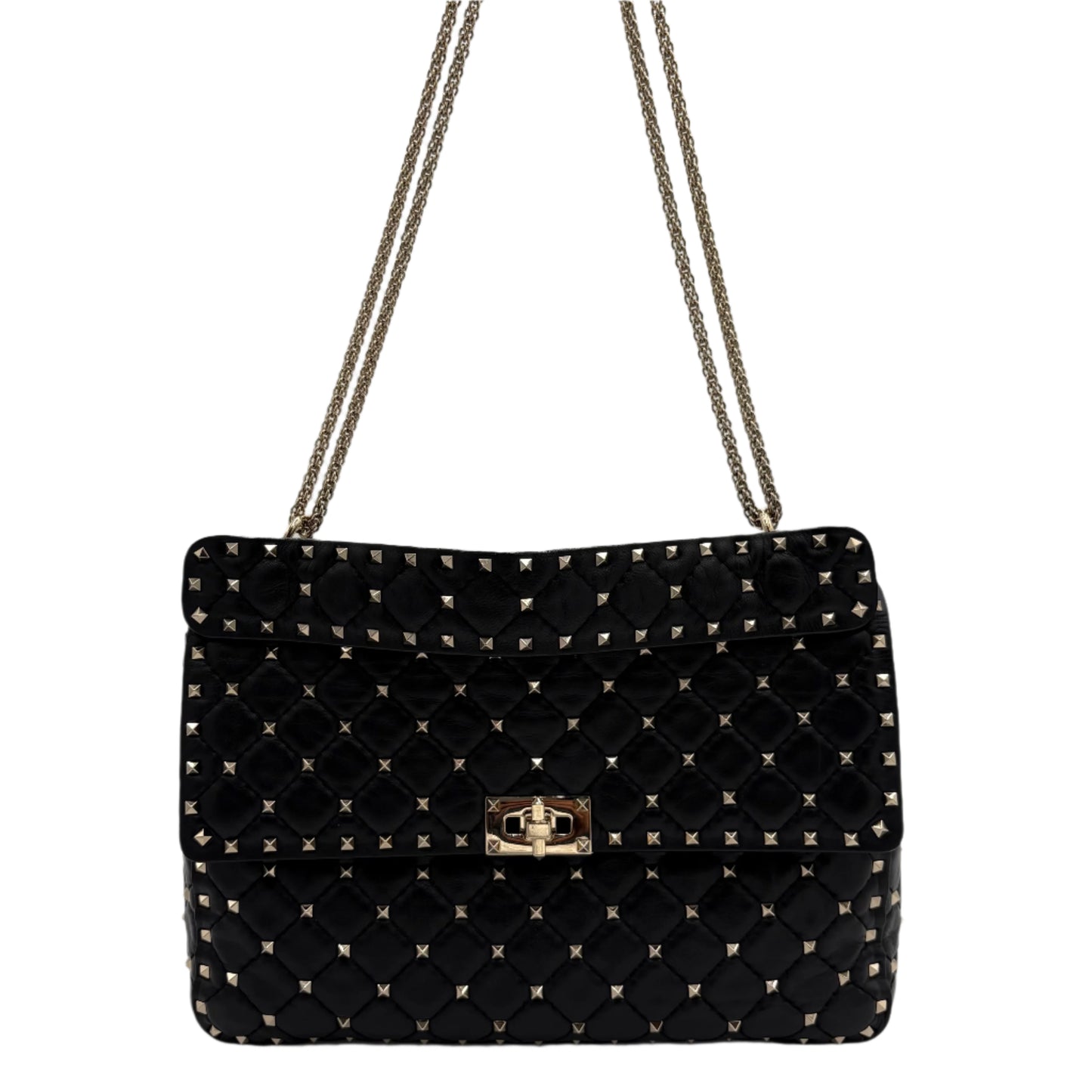 Valentino Rockstud Spike Flap-Black Quilt : Large
