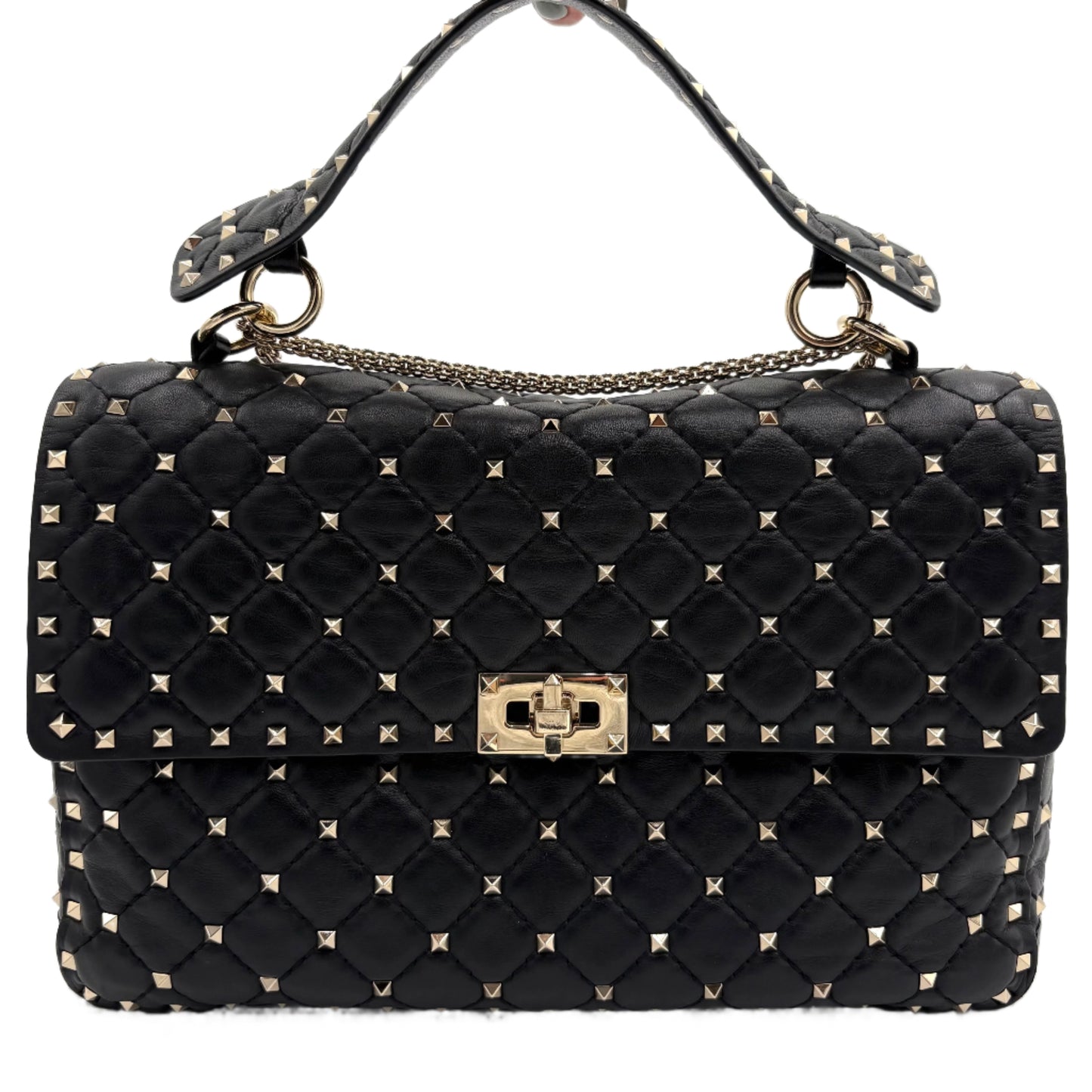 Valentino Rockstud Spike Flap-Black Quilt : Large