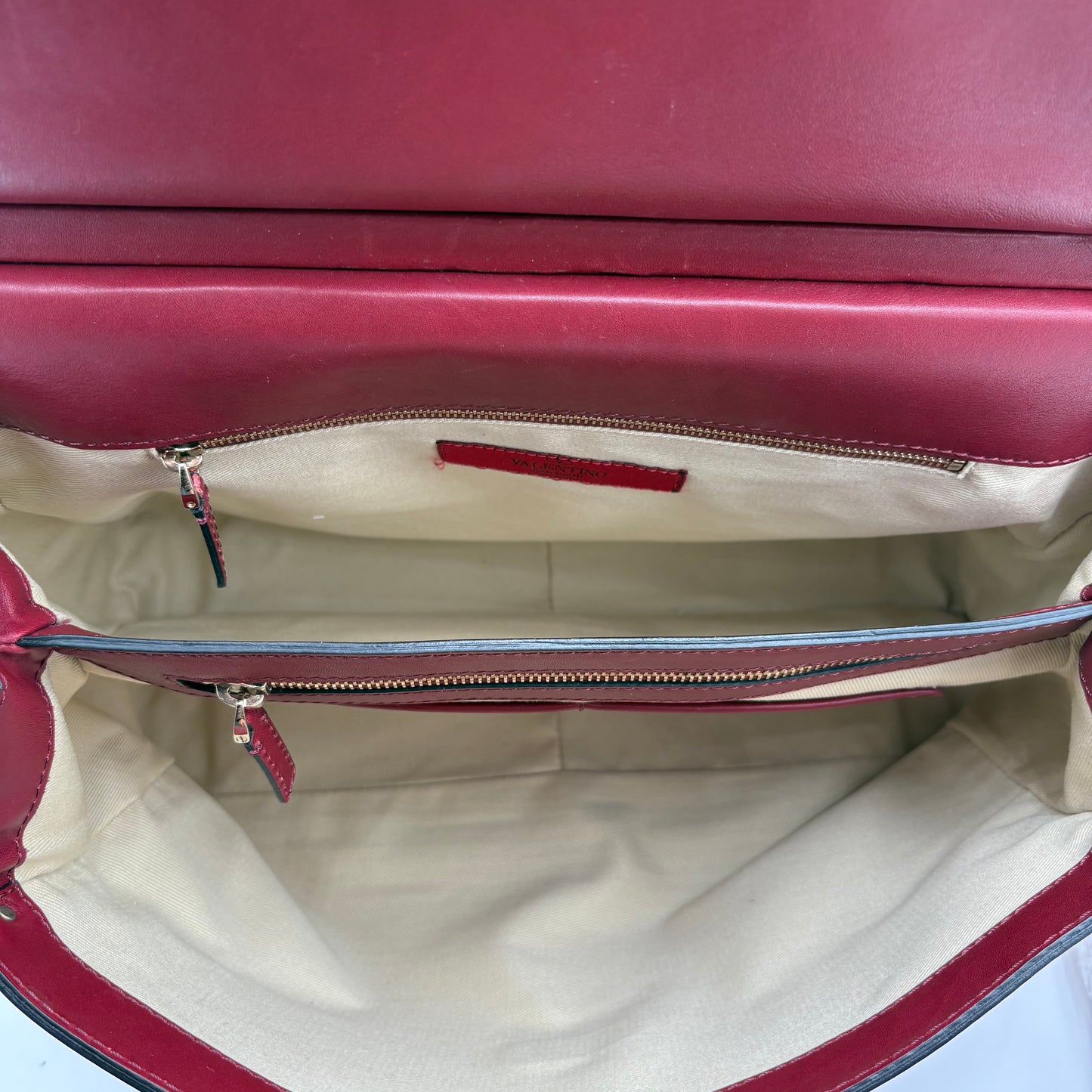 Valentino Rockstud Top Handle-Red