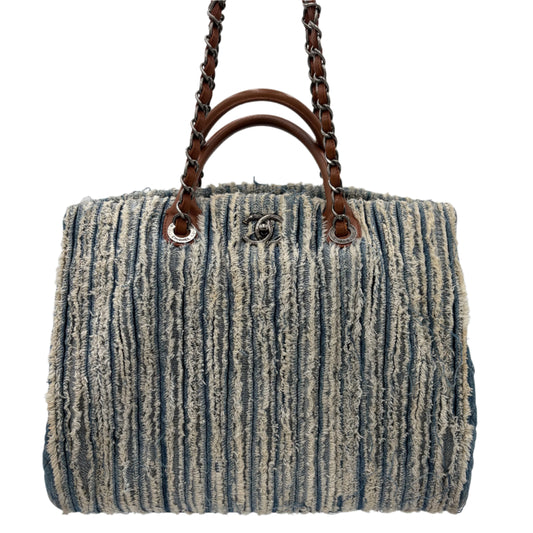 2014 Chanel Denim Fringe Large Tote Bag