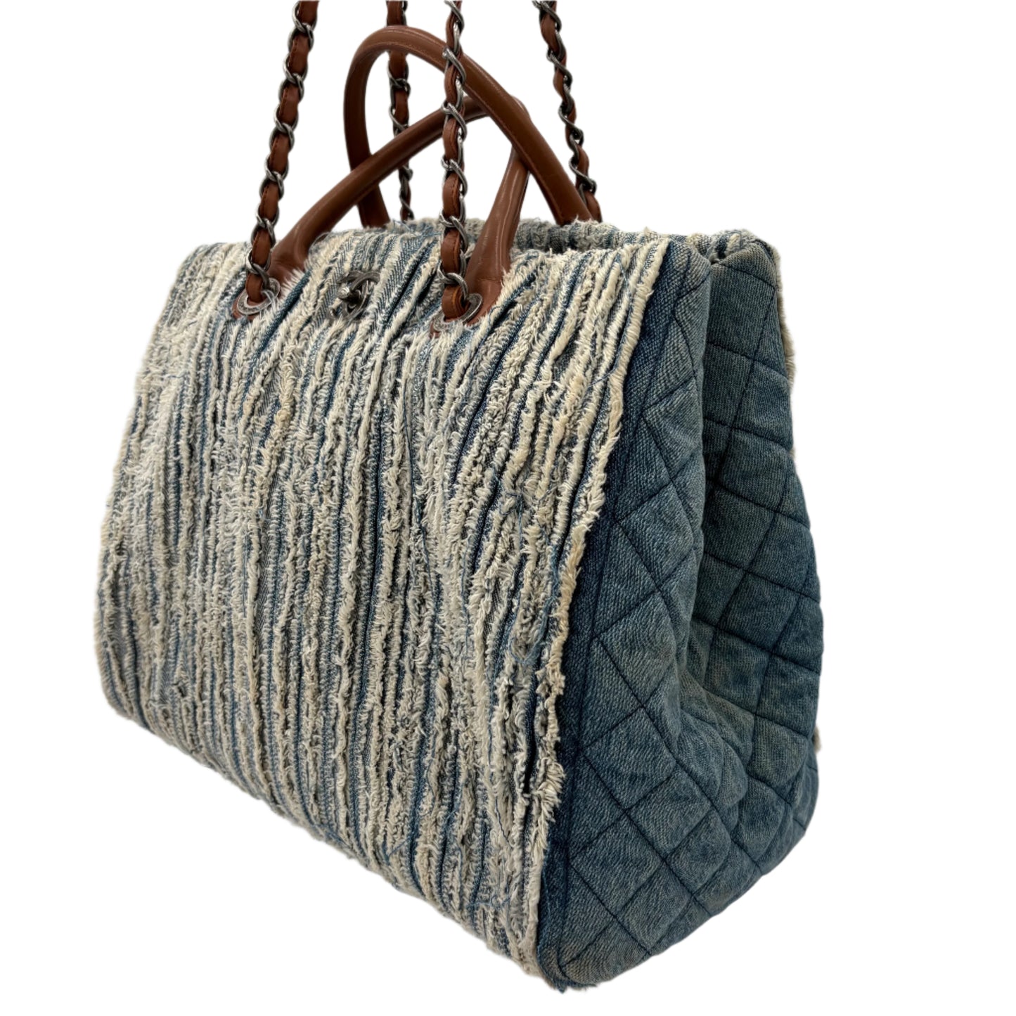 2014 Chanel Denim Fringe Large Tote Bag