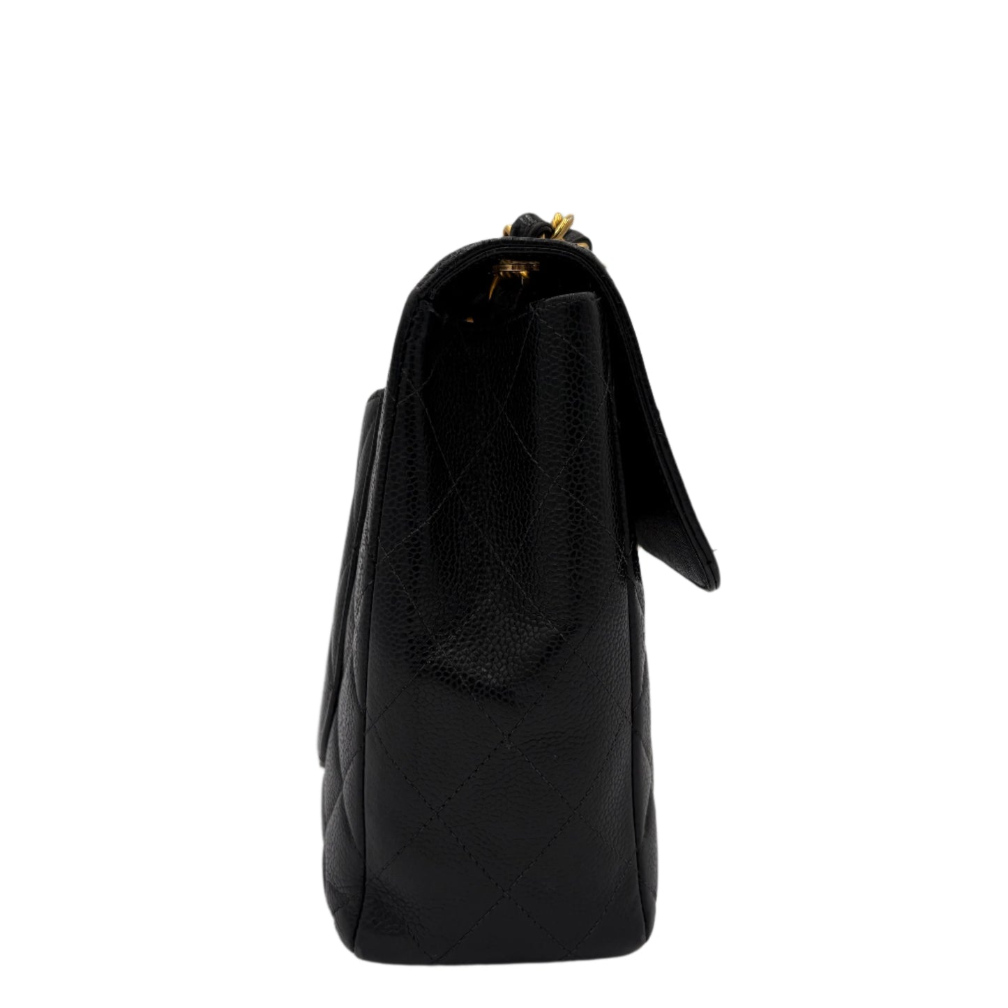 2002 Chanel Caviar Flap Bag-Black : Jumbo