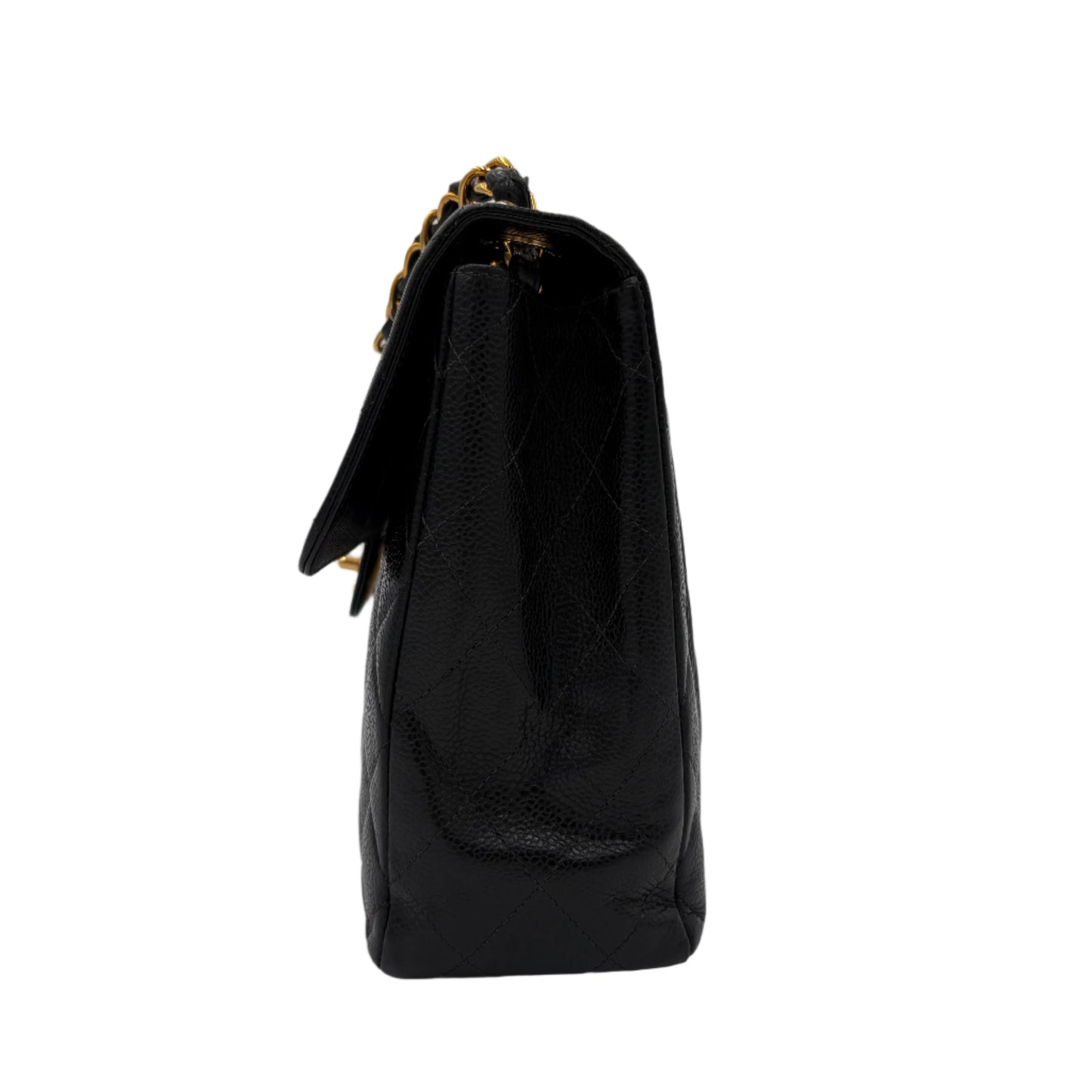 2002 Chanel Caviar Flap Bag-Black : Jumbo