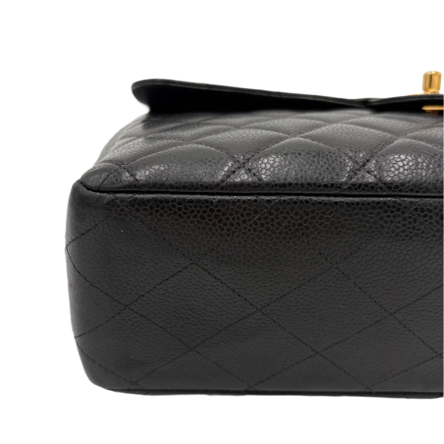 2002 Chanel Caviar Flap Bag-Black : Jumbo