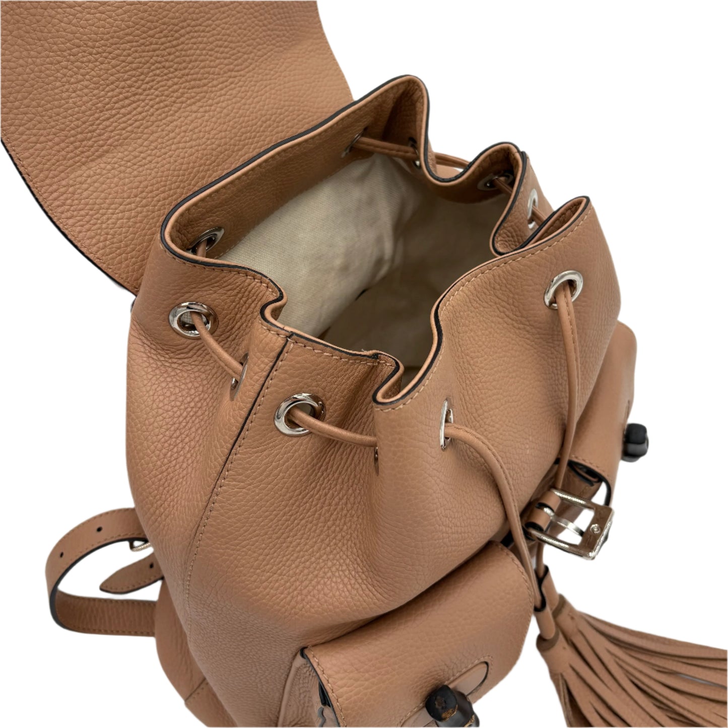 Gucci Bamboo Fringe Backpack-Taupe : Leather