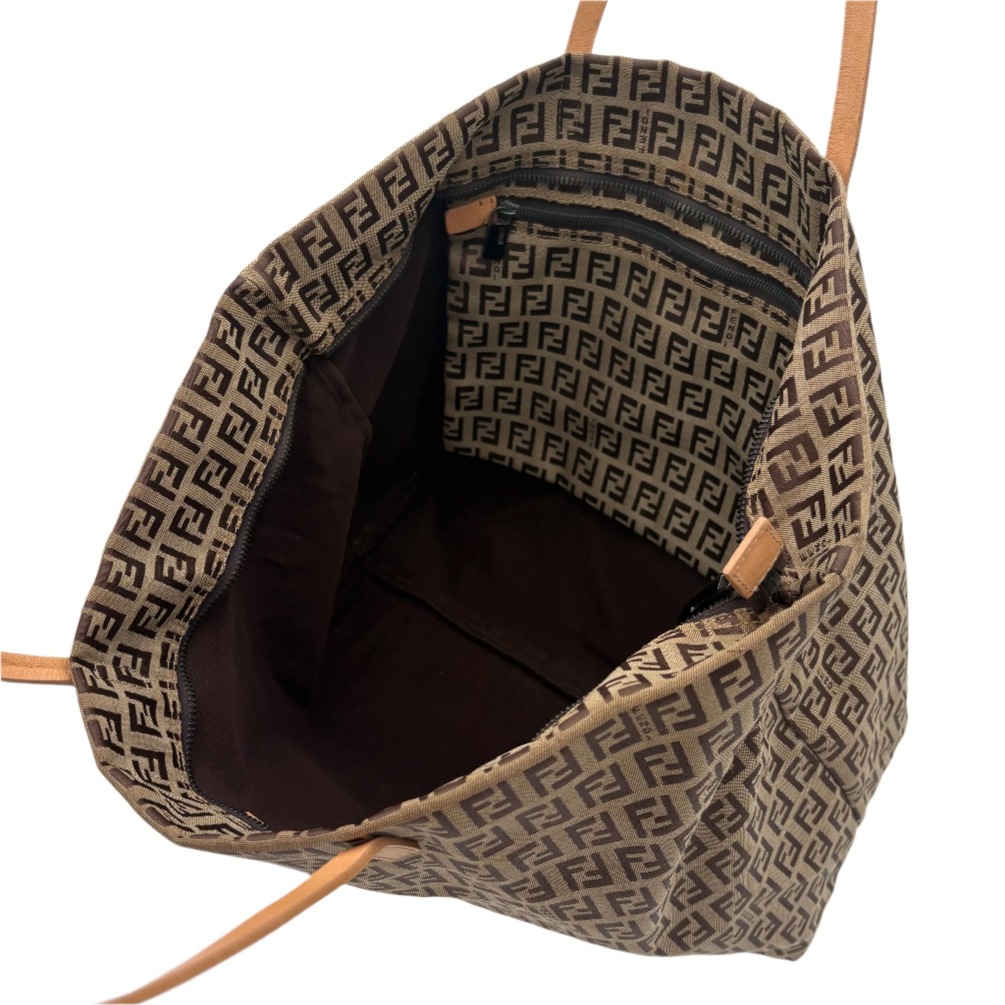 2006 Fendi Zucchino Monogram Tote Bag Brown