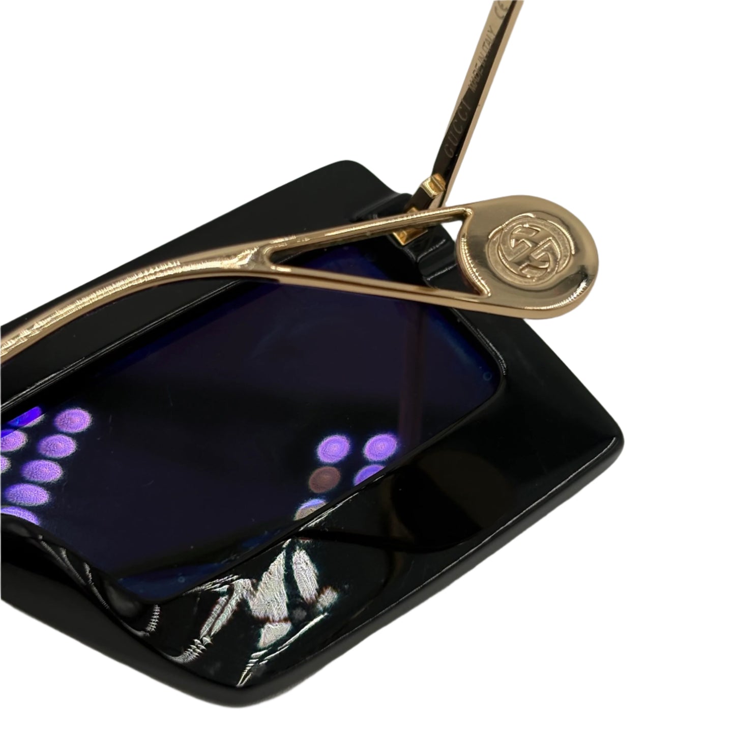 GUCCI Black Gold Hollywood Forever Crystal Sunglasses