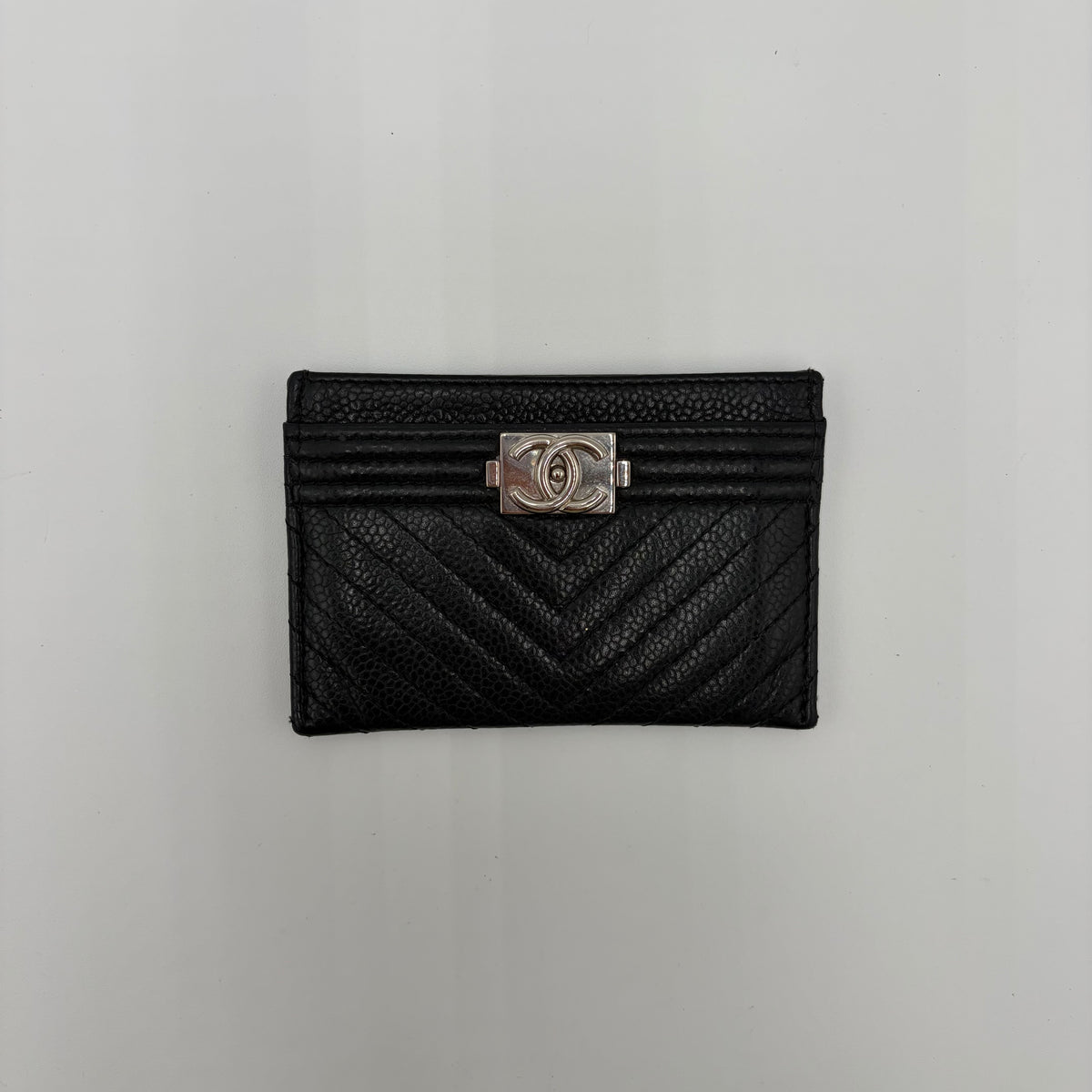 Chanel Chevron quilted Boy Card Holder