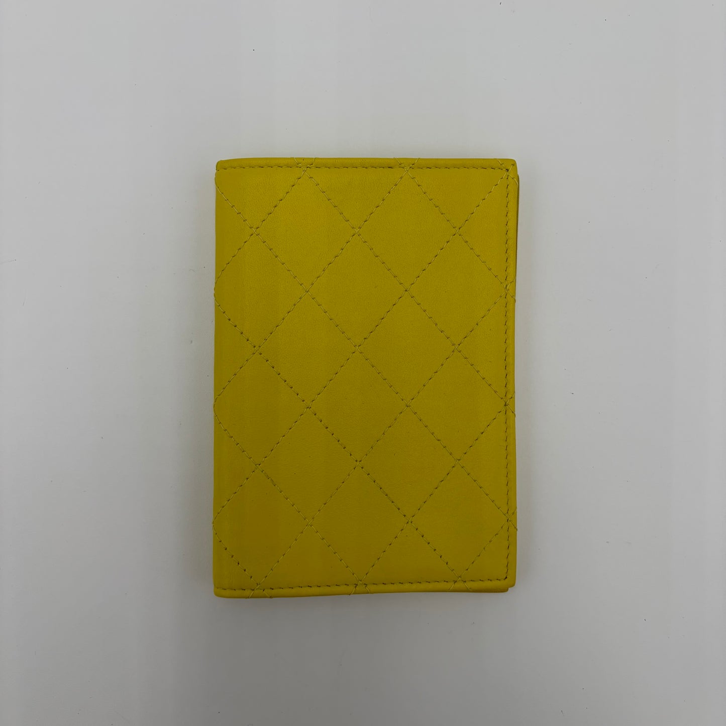 Chanel Neon Yellow Quilted Passport Holder
