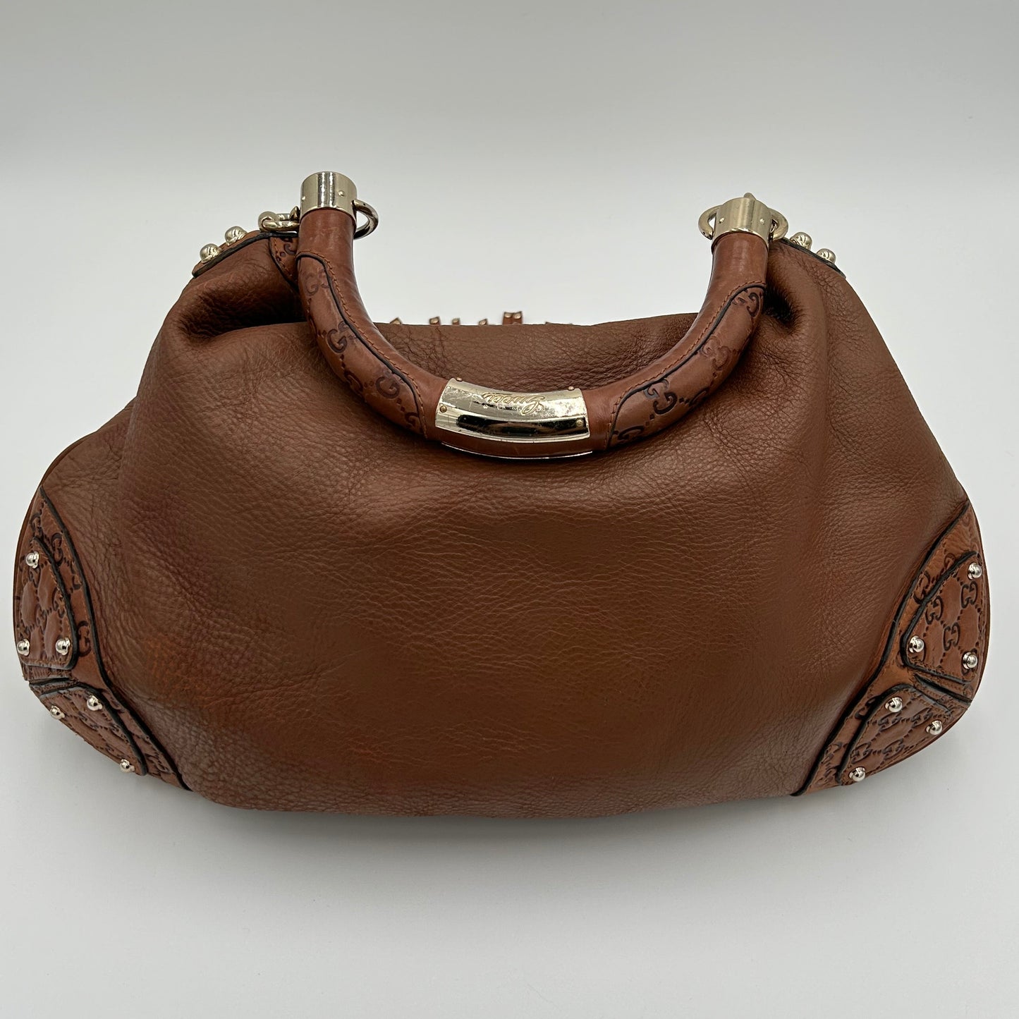 Gucci Indy Leather GG Bag-Medium Brown