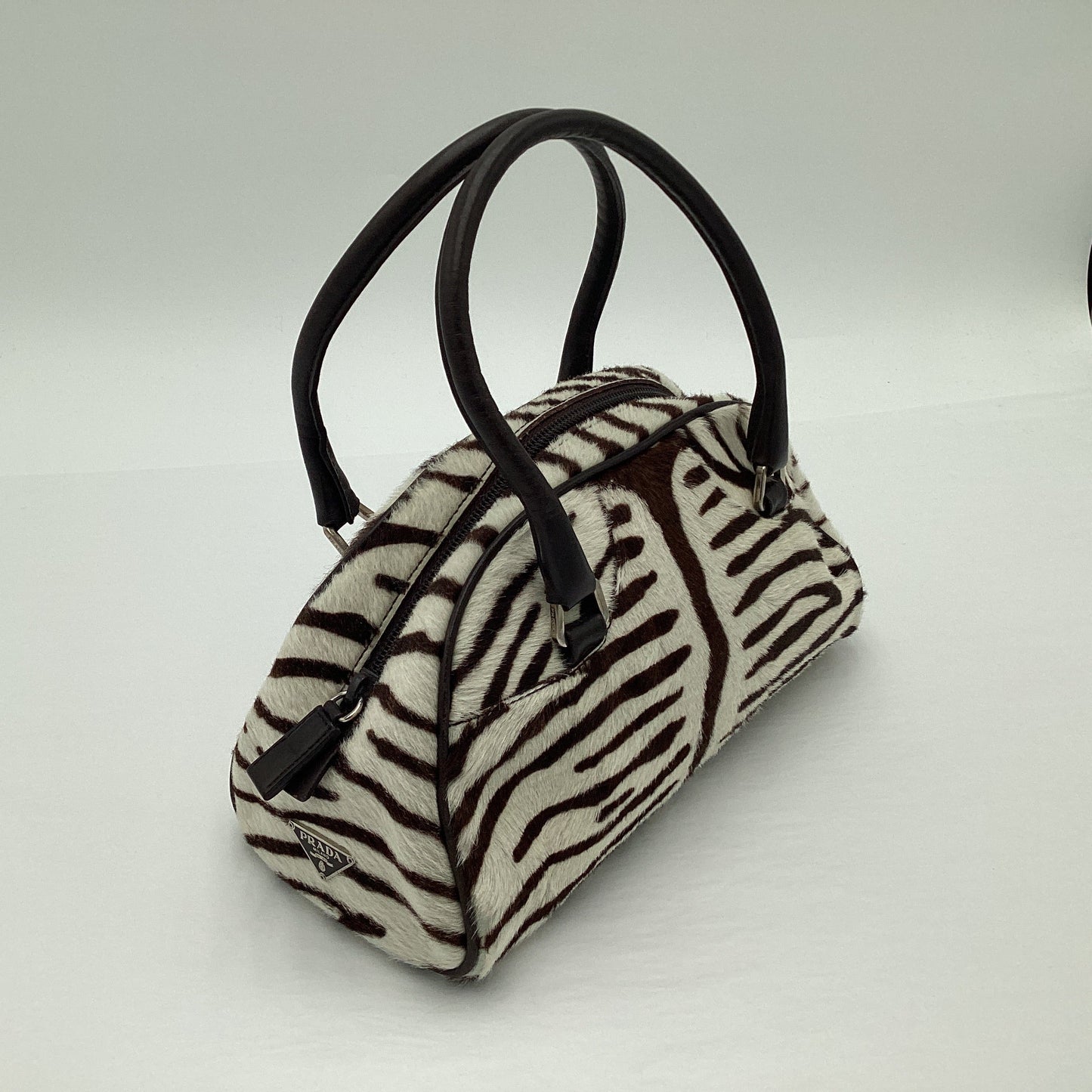 Vintage Prada Zebra Print Pony Hair Top Handle Bag