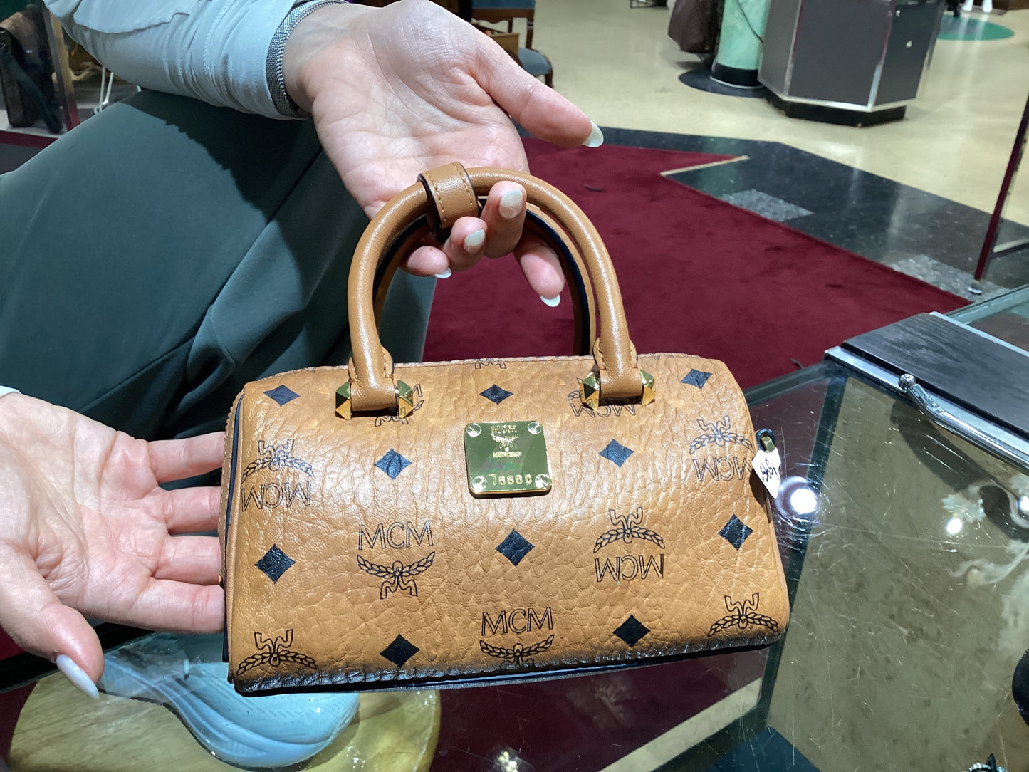 MCM Monogram Visetos Canvas Boston Mini Bag