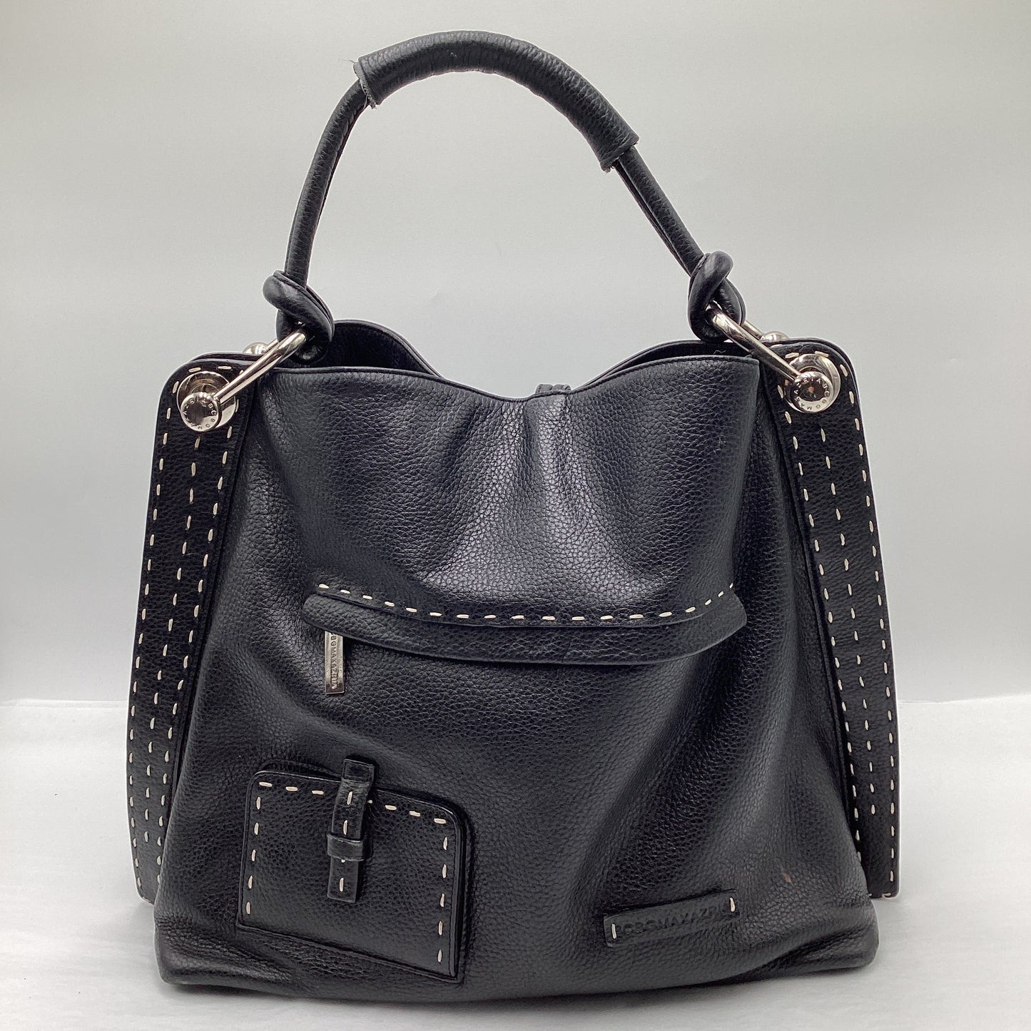 BCBG Leather Stitch Bag Black/Silver
