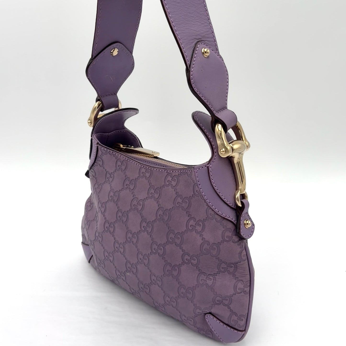 Gucci Guccissima Creole Hobo Horsebit Shoulder Bag