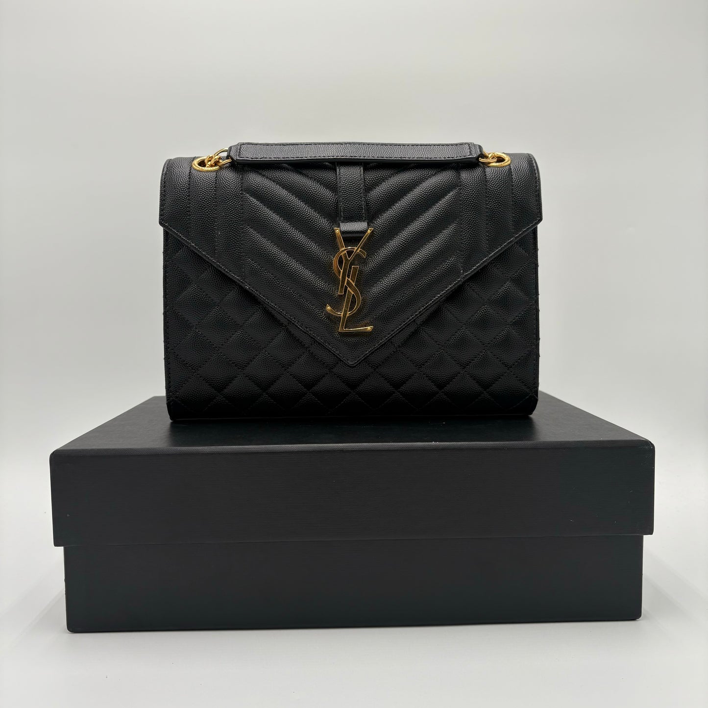 YSL Saint Laurent Quilted Triquilt Envelope Purse