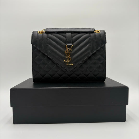 YSL Saint Laurent Quilted Triquilt Envelope Purse