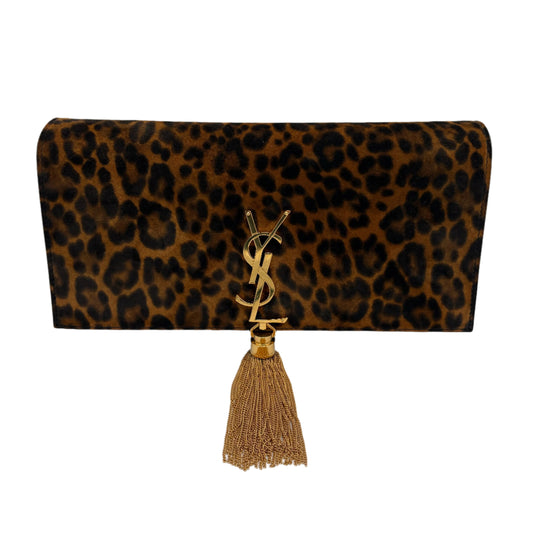 Saint Laurent  Suede Leopard Print Monogram Tassel Kate 99