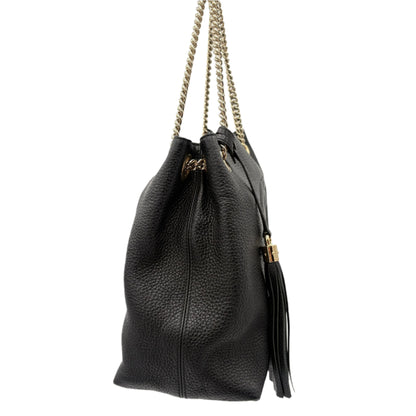 Gucci Soho Leather Chained Hobo Bag: Black