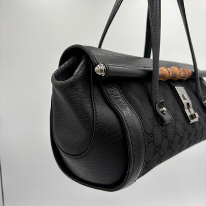 Gucci GG Bamboo Leather/Canvas Bullet Bag