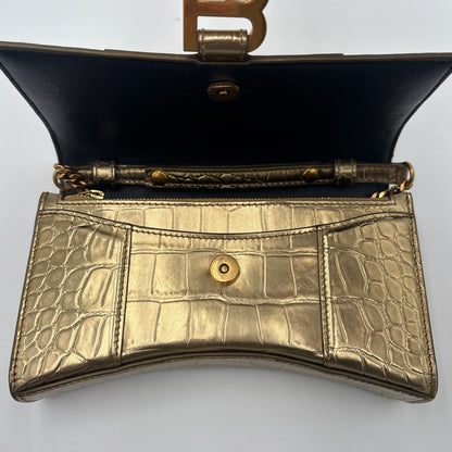 Balenciaga Gold Croc Small Hourglass  Bag