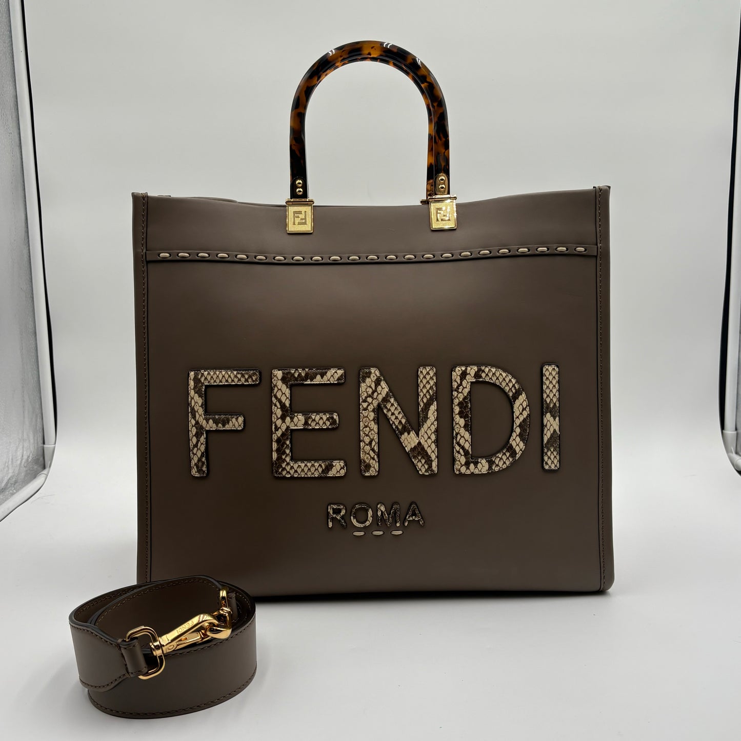 Fendi Python Trimmed Sunshine Tote