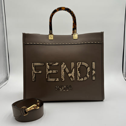 Fendi Python Trimmed Sunshine Tote
