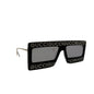 GUCCI Black Gold Hollywood Forever Crystal Sunglasses