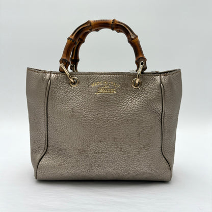 Vintage Metallic Gucci Bamboo Shopper Tote