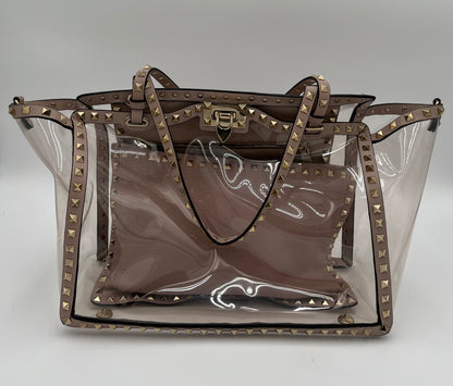 Valentino Rockstud Flat Pouch-Blush Taupe : Large