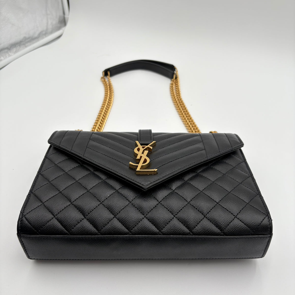 YSL Saint Laurent Quilted Triquilt Envelope Purse