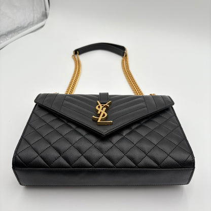 YSL Saint Laurent Quilted Triquilt Envelope Purse