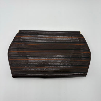 1970's Fendi Zig Zag Stitch Leather Clutch