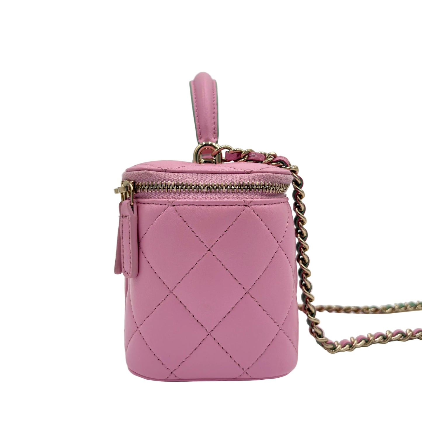 Chanel Tiny CC Link Quilted Top Handle Vanity Case