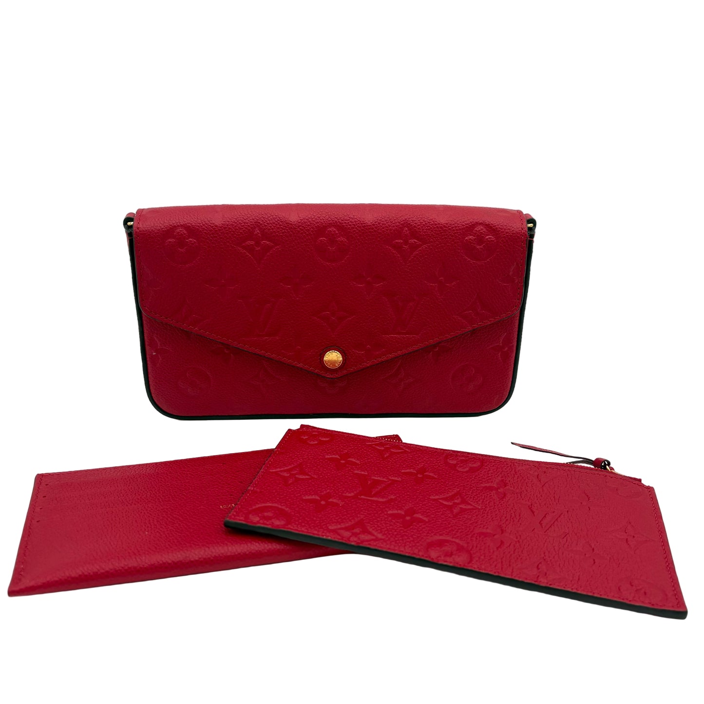 Chipped Louis Vuitton Pochette Felicie-Empreinte Red
