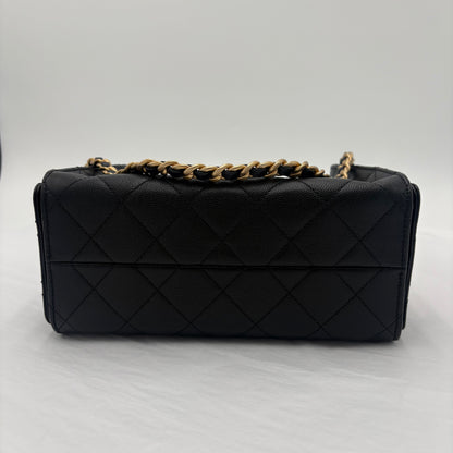 In Box Chanel 25 Mini Handbag Black Caviar