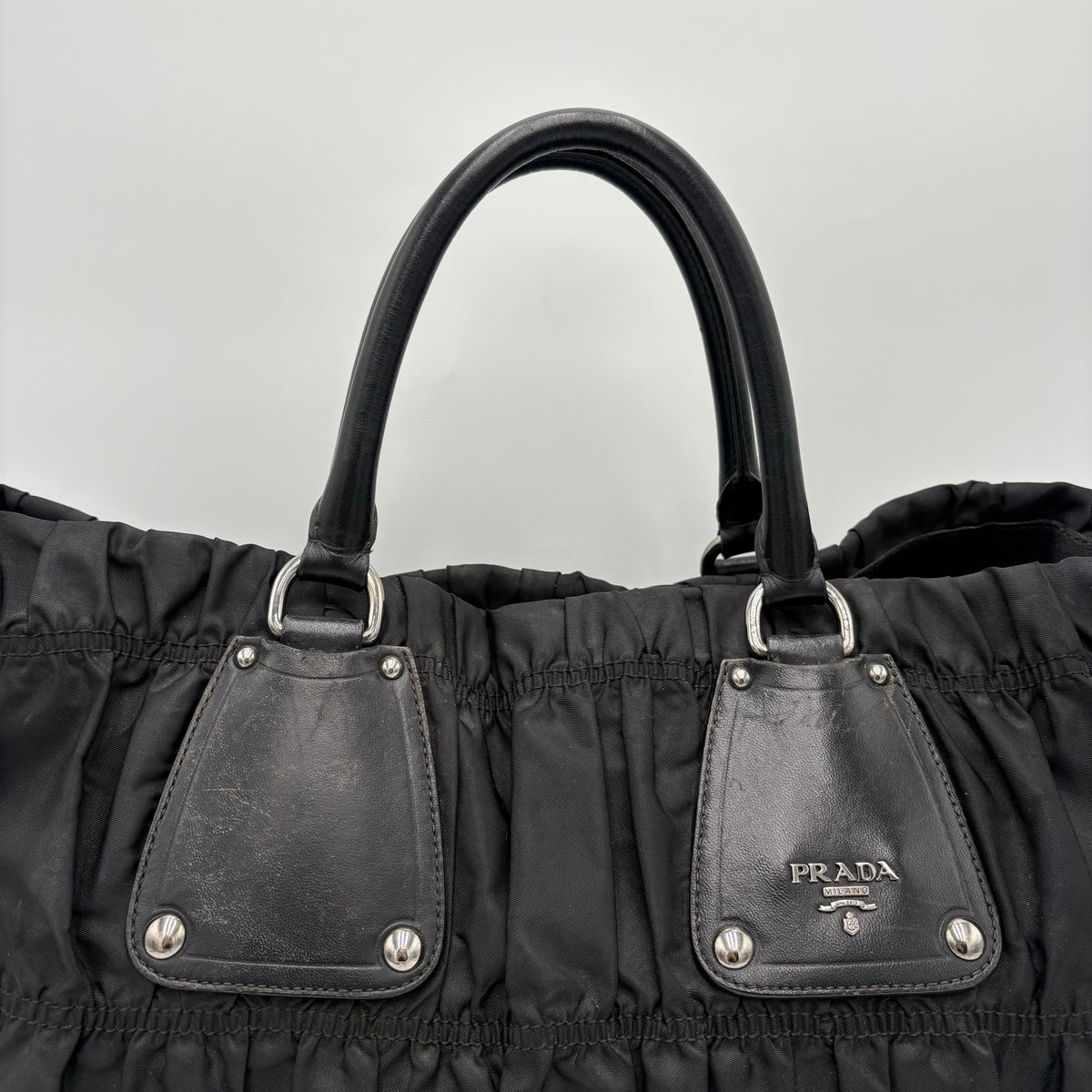 Prada Black Gathered Nylon Gaufre Tote